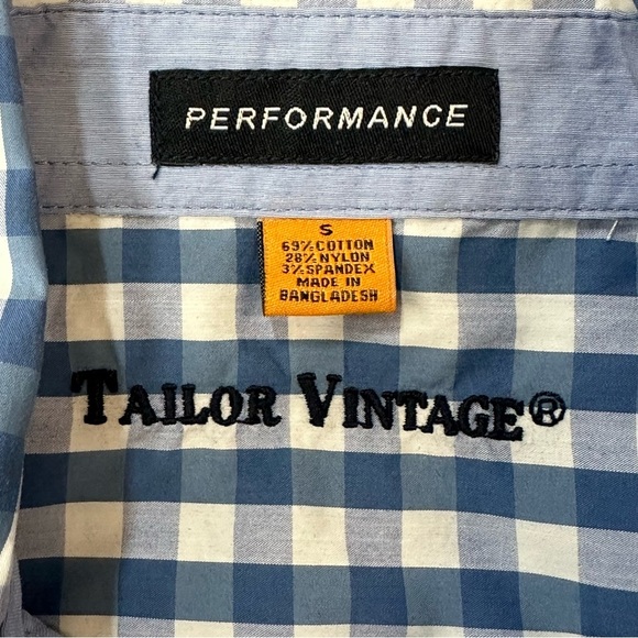 Tailor Vintage Gingham Short Sleeve Button Down Fast Dry Shirt Sz S NWT - Picture 3 of 15